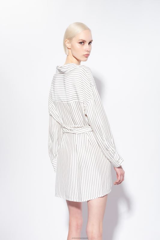 rochii scurte | rochie cămașă mini în dungi Pinko alb negru B0D0822