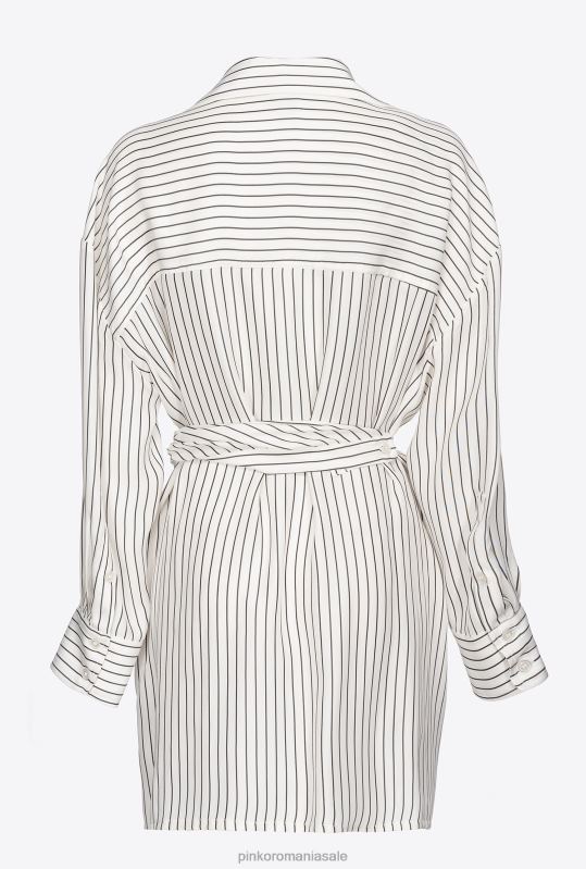 rochii scurte | rochie cămașă mini în dungi Pinko alb negru B0D0822