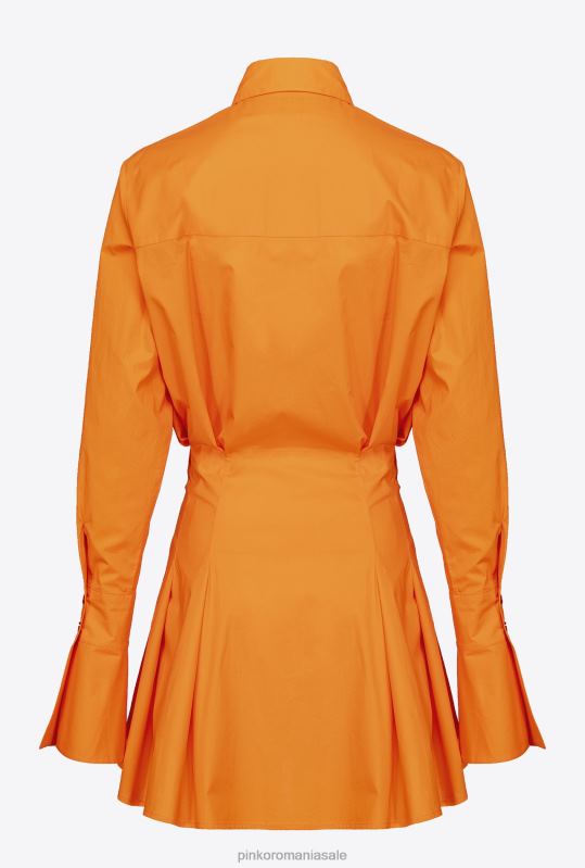 rochii scurte | rochie cămașă scurtă din poplin de bumbac Pinko portocaliu deschis B0D0864