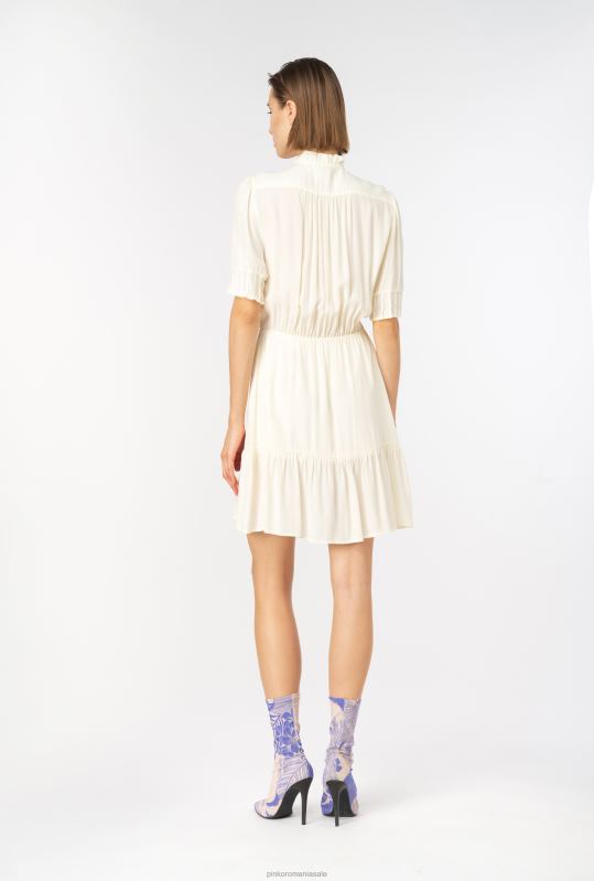 rochii scurte | rochie camasa mini marocain Pinko bezea albă B0D0818