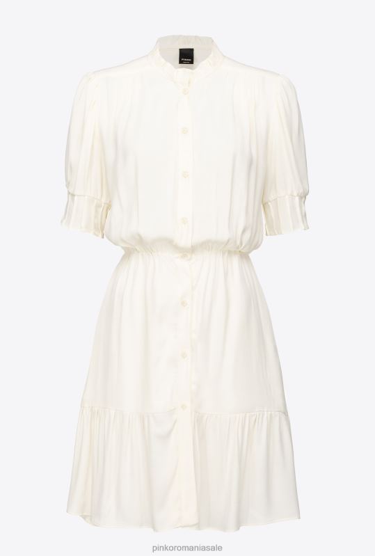 rochii scurte | rochie camasa mini marocain Pinko bezea albă B0D0818