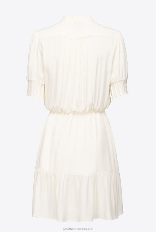 rochii scurte | rochie camasa mini marocain Pinko bezea albă B0D0818