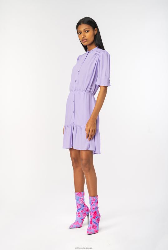 rochii scurte | rochie camasa mini marocain Pinko lalea violet B0D0819