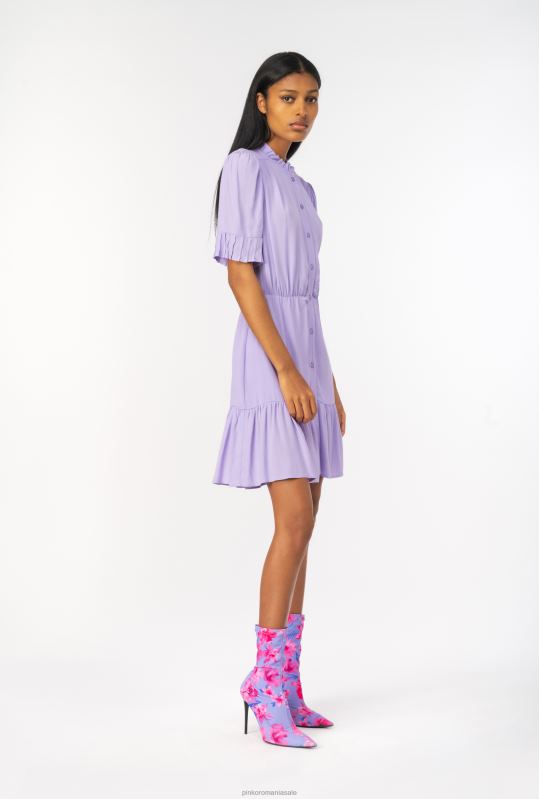 rochii scurte | rochie camasa mini marocain Pinko lalea violet B0D0819