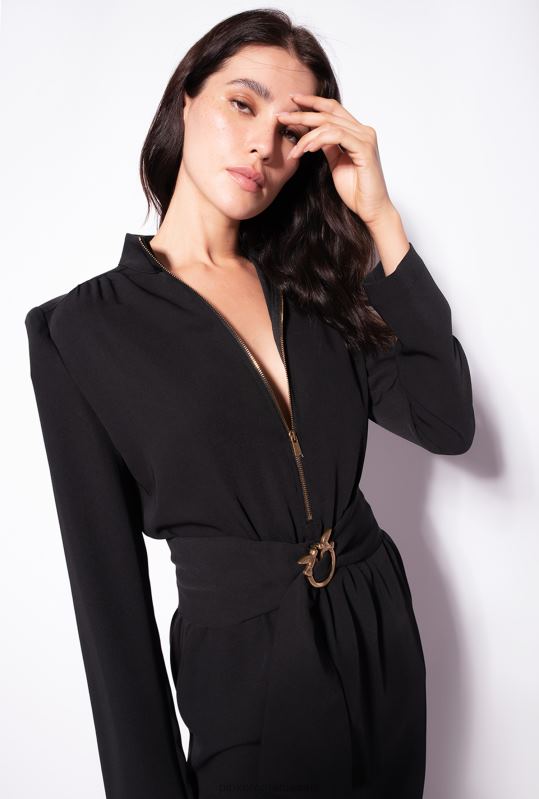 rochii scurte | rochie cu centura si fermoar love birds Pinko limuzina neagră B0D08217