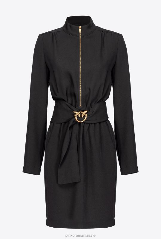 rochii scurte | rochie cu centura si fermoar love birds Pinko limuzina neagră B0D08217