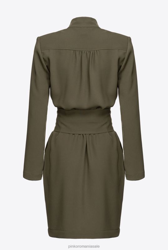 rochii scurte | rochie cu centura si fermoar love birds Pinko verde armată B0D08216