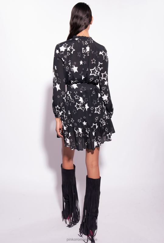rochii scurte | rochie cu imprimeu stea Pinko negru/gri/alb B0D08176