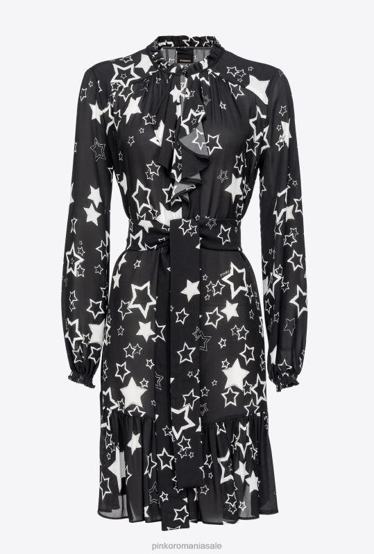 rochii scurte | rochie cu imprimeu stea Pinko negru/gri/alb B0D08176