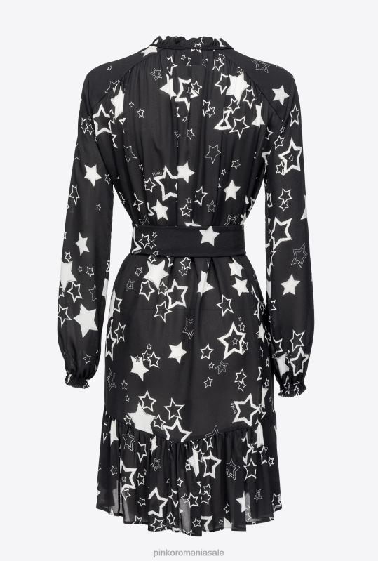 rochii scurte | rochie cu imprimeu stea Pinko negru/gri/alb B0D08176