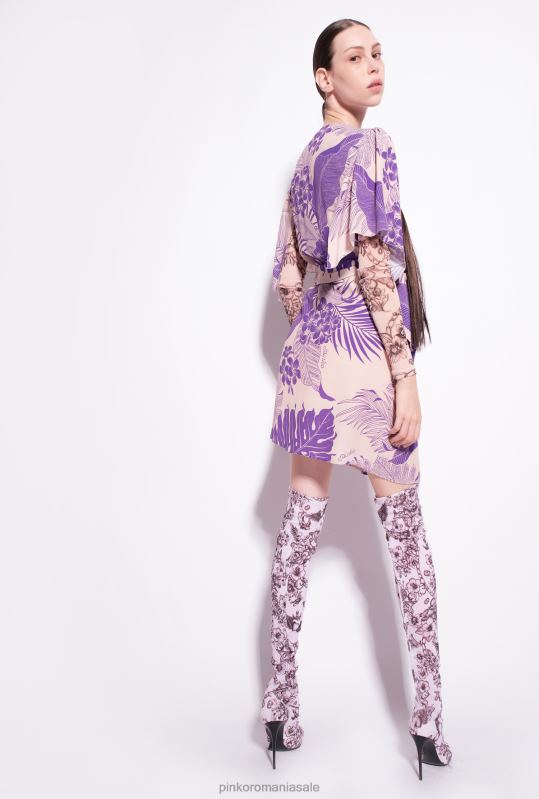 rochii scurte | rochie cu imprimeu tropical Pinko nud/violet B0D08132