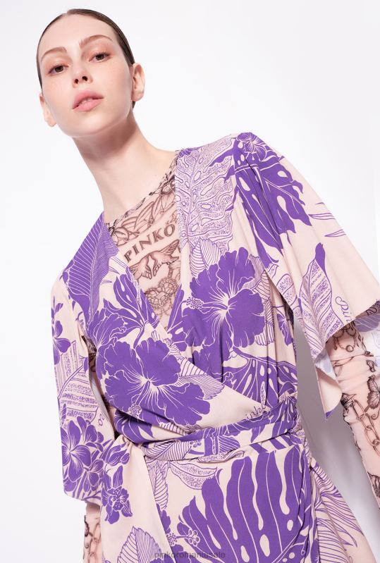 rochii scurte | rochie cu imprimeu tropical Pinko nud/violet B0D08132