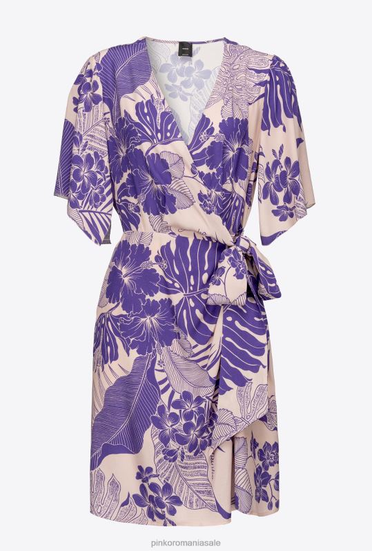 rochii scurte | rochie cu imprimeu tropical Pinko nud/violet B0D08132
