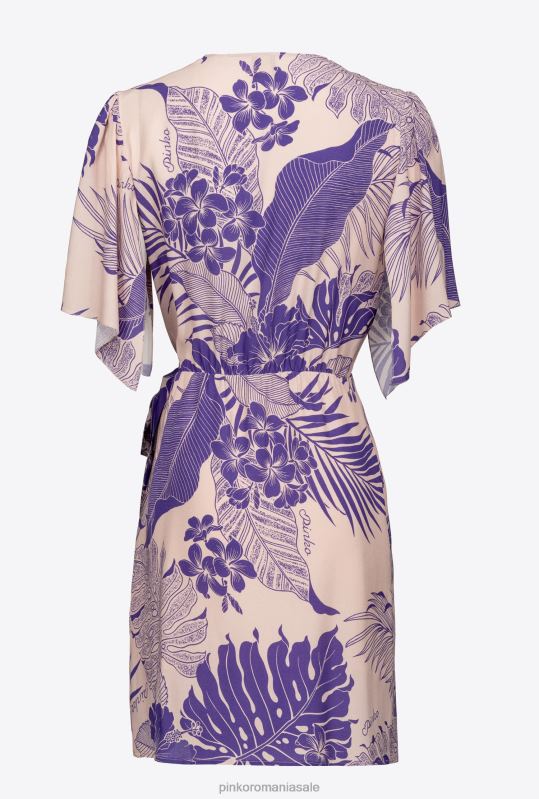 rochii scurte | rochie cu imprimeu tropical Pinko nud/violet B0D08132