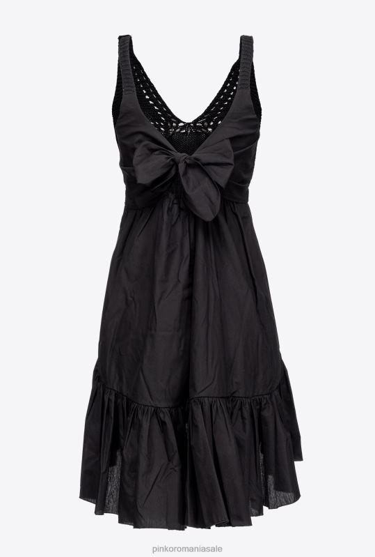 rochii scurte | rochie din tricot si poplin Pinko limuzina neagră B0D08178