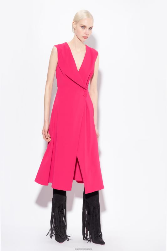 rochii scurte | rochie midi din crepon elastic Pinko roșu zmeură B0D0868