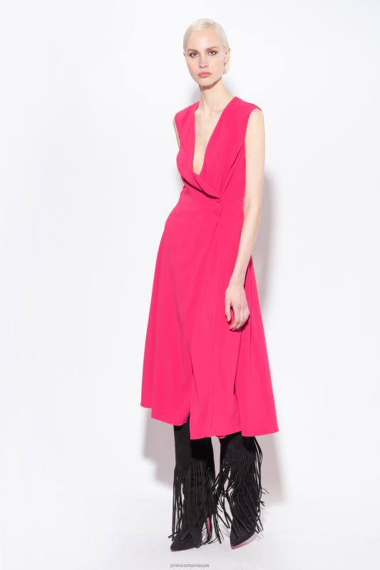 rochii scurte | rochie midi din crepon elastic Pinko roșu zmeură B0D0868