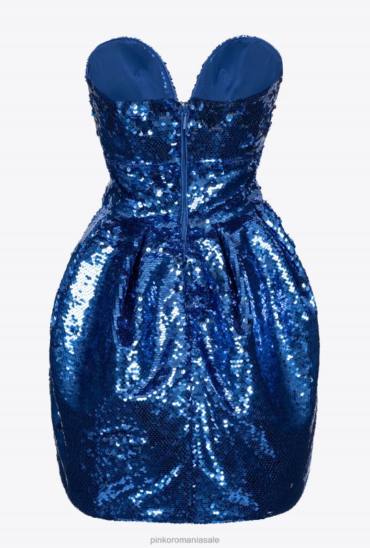 rochii scurte | rochie mini-balon cu paiete complet Pinko albastru B0D08202