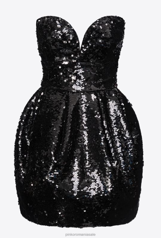 rochii scurte | rochie mini-balon galleria cu paiete întregi Pinko limuzina neagră B0D08204