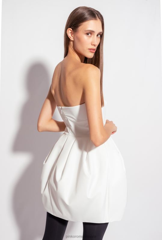 rochii scurte | rochie mini balon galleria tafta Pinko aproape alb B0D08208