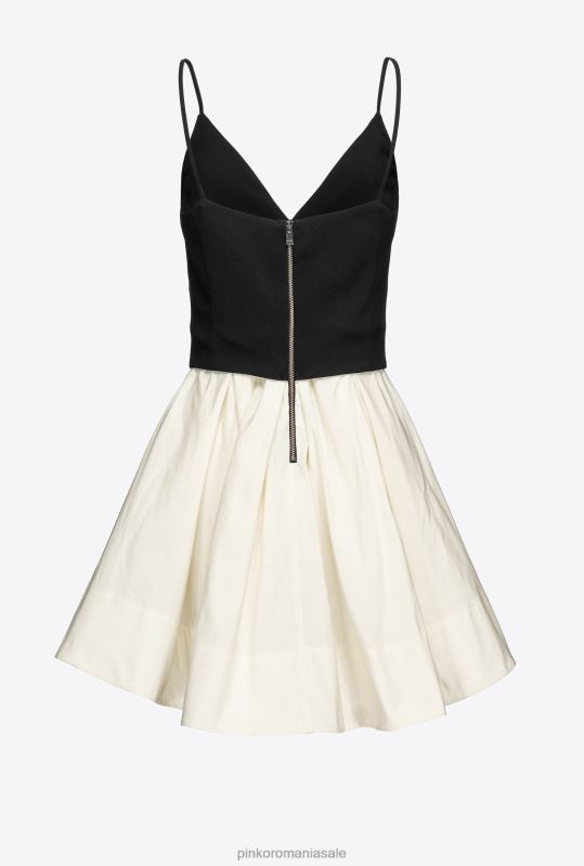 rochii scurte | rochie mini cu ac de bijuterie Pinko alb negru B0D08209