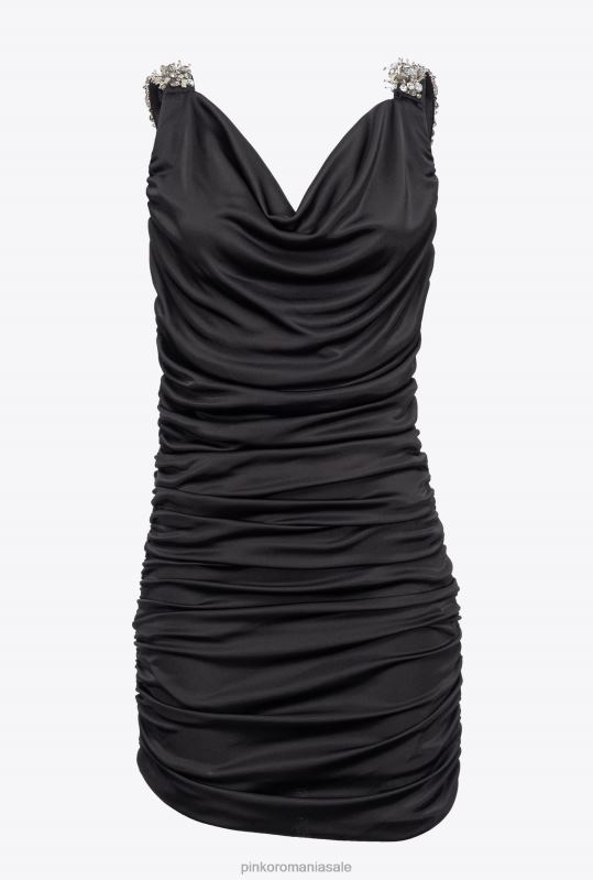 rochii scurte | rochie mini cu bretele bijuterie Pinko limuzina neagră B0D08188