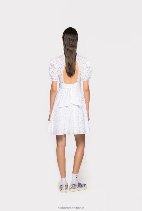 rochii scurte | rochie mini cu broderie engleză Pinko alb strălucitor B0D0858