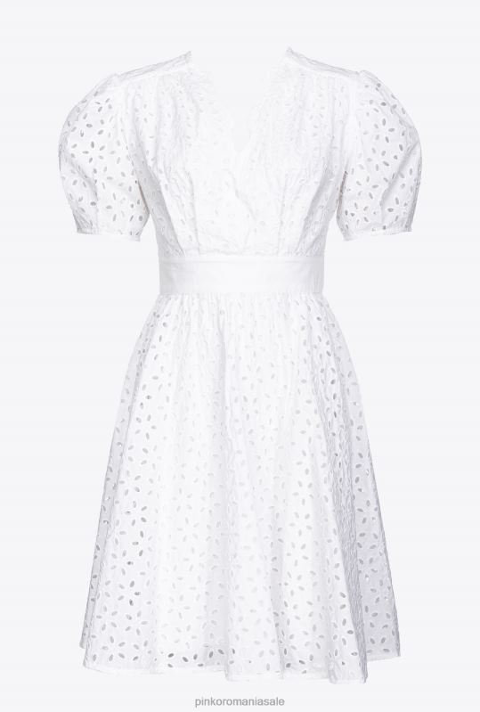 rochii scurte | rochie mini cu broderie engleză Pinko alb strălucitor B0D0858