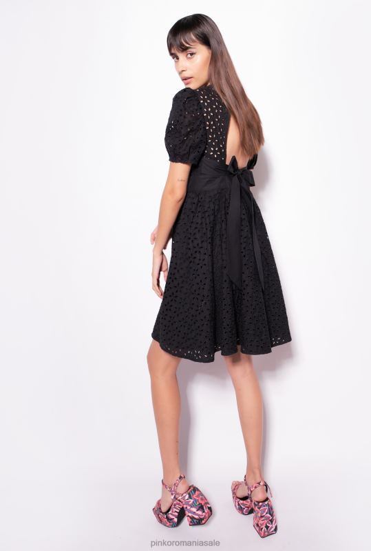 rochii scurte | rochie mini cu broderie engleză Pinko limuzina neagră B0D0859