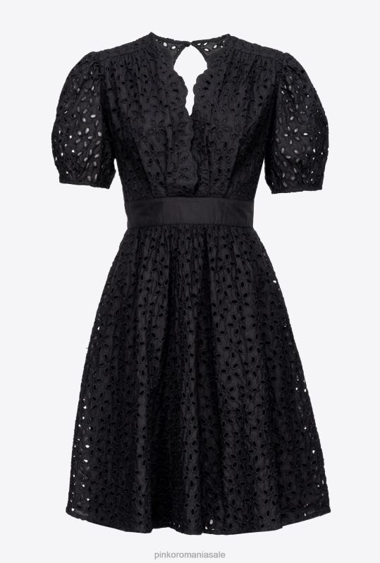 rochii scurte | rochie mini cu broderie engleză Pinko limuzina neagră B0D0859