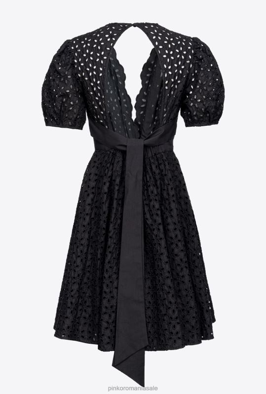 rochii scurte | rochie mini cu broderie engleză Pinko limuzina neagră B0D0859