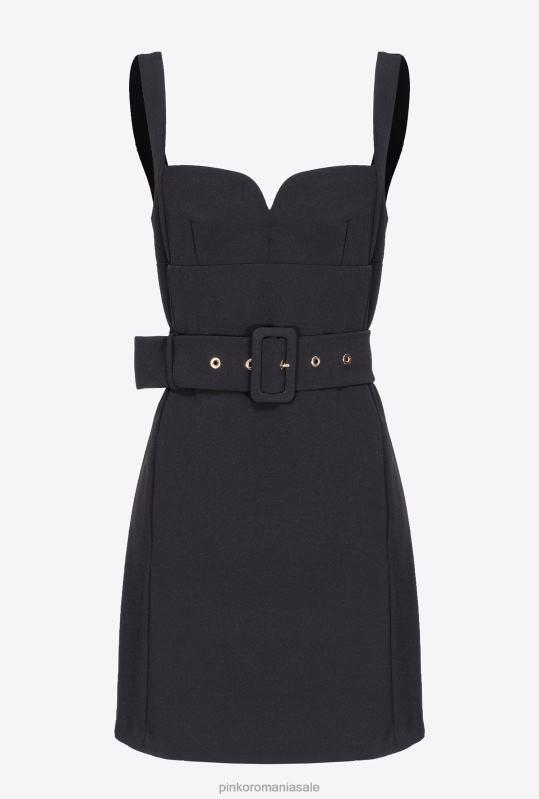 rochii scurte | rochie mini cu curea Pinko limuzina neagră B0D0813