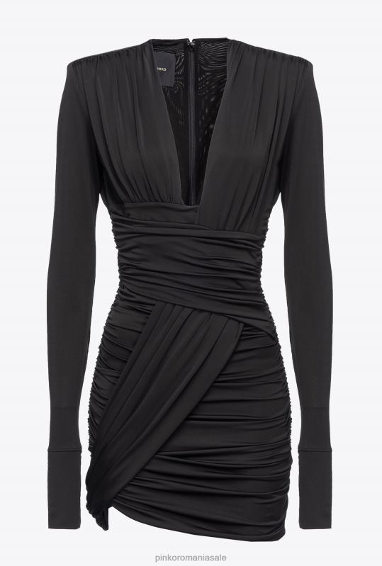 rochii scurte | rochie mini cu detaliu încrucișat și drapaj Pinko limuzina neagră B0D08200