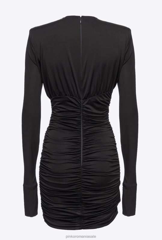 rochii scurte | rochie mini cu detaliu încrucișat și drapaj Pinko limuzina neagră B0D08200