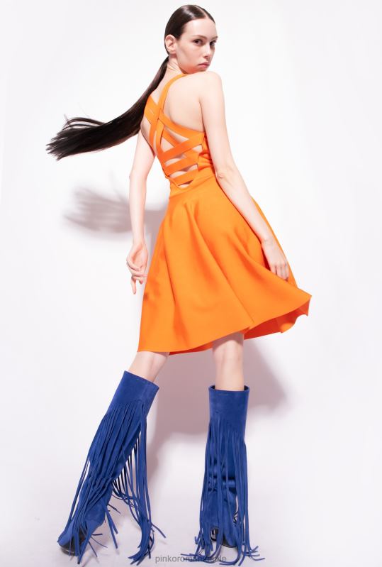 rochii scurte | rochie mini cu detaliu încrucișat în spate Pinko portocaliu deschis B0D0872