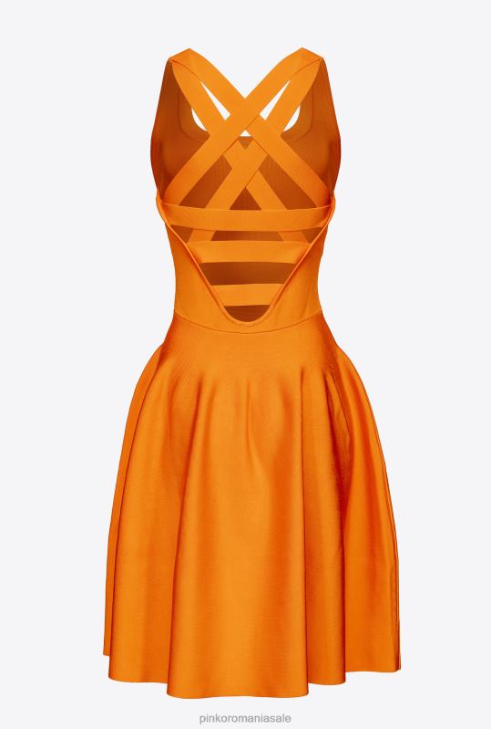 rochii scurte | rochie mini cu detaliu încrucișat în spate Pinko portocaliu deschis B0D0872