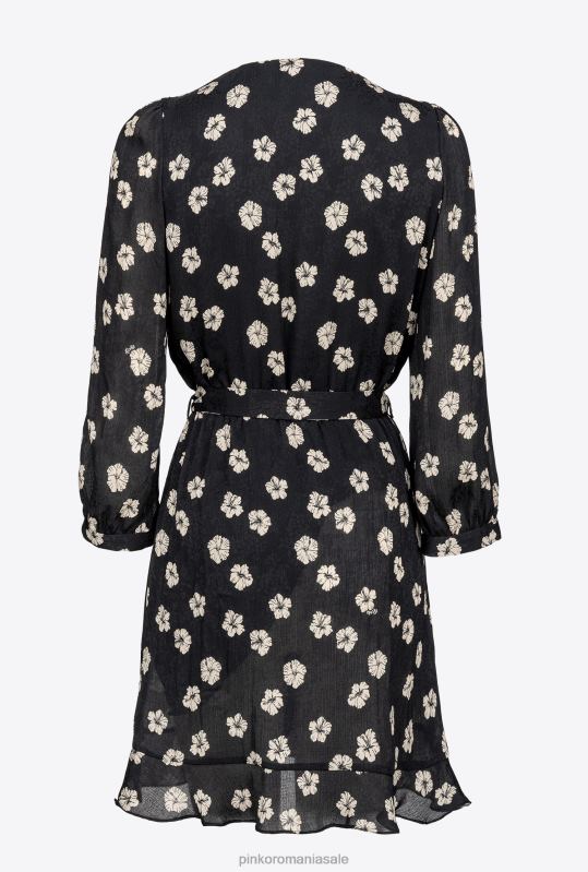 rochii scurte | rochie mini cu flori grafice Pinko negru/ecru B0D0857