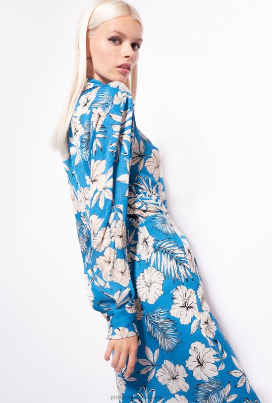 rochii scurte | rochie mini cu flori grafice Pinko turcoaz/unt/negru B0D0874