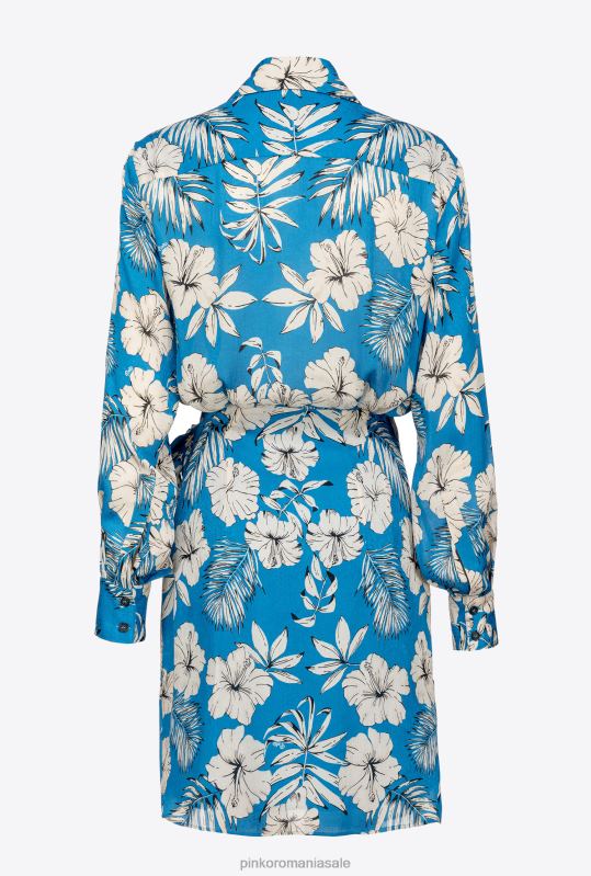 rochii scurte | rochie mini cu flori grafice Pinko turcoaz/unt/negru B0D0874