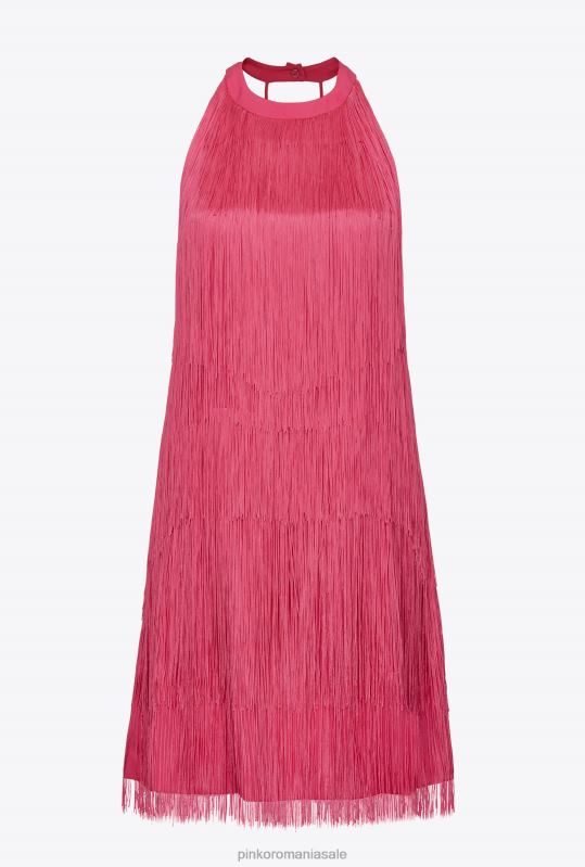 rochii scurte | rochie mini cu franjuri fine Pinko violet fucsia B0D08189