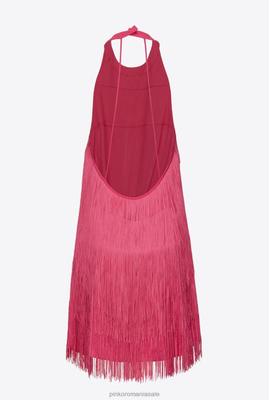 rochii scurte | rochie mini cu franjuri fine Pinko violet fucsia B0D08189