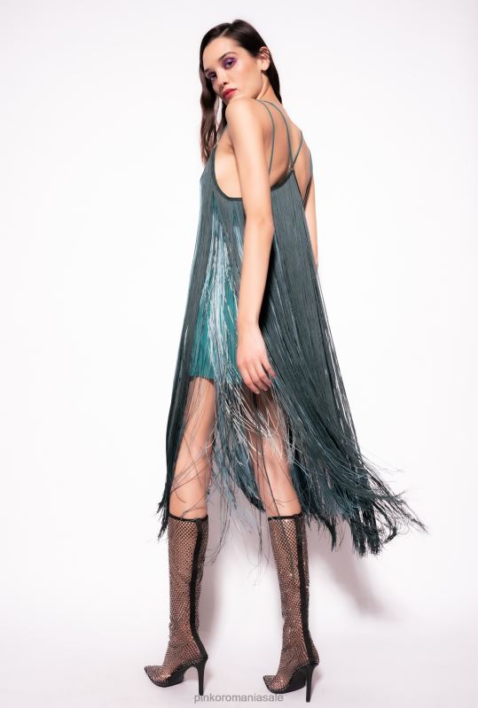 rochii scurte | rochie mini cu franjuri lungi Pinko mult.verde/verde mentă B0D08190