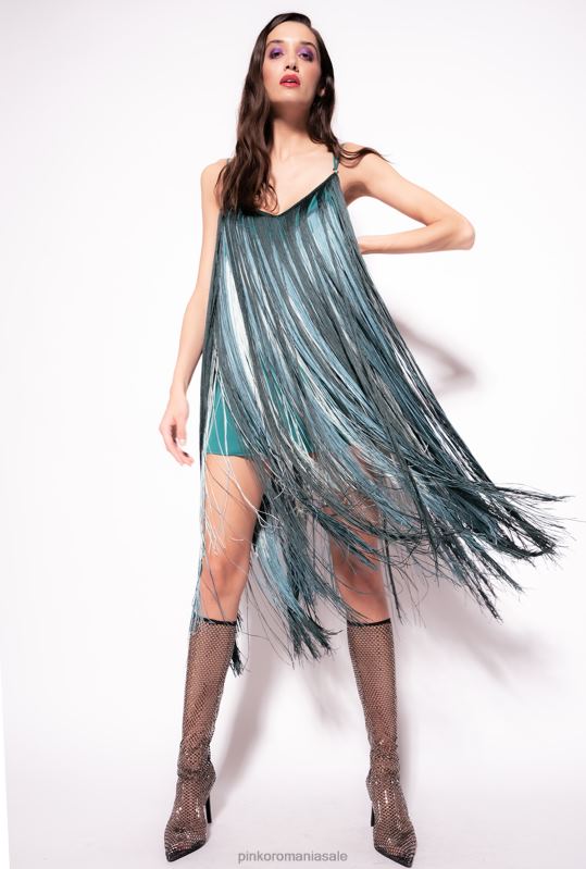 rochii scurte | rochie mini cu franjuri lungi Pinko mult.verde/verde mentă B0D08190