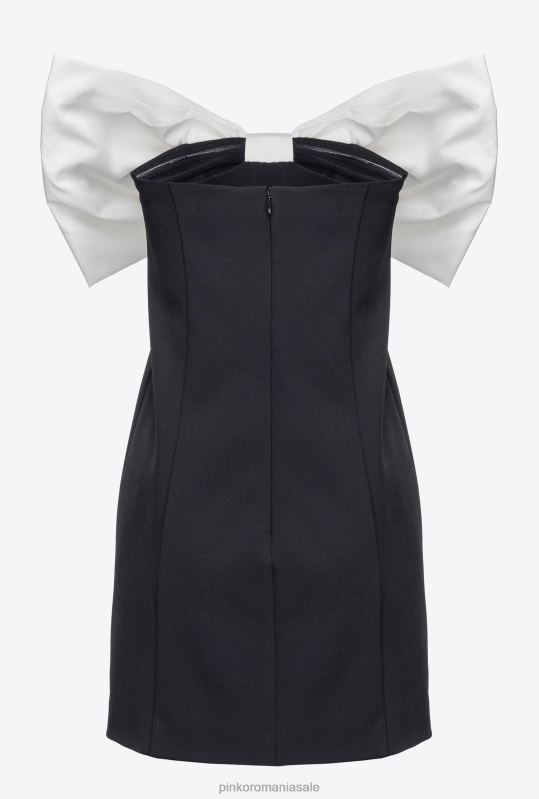 rochii scurte | rochie mini cu fundita maxi in fata Pinko alb negru B0D08181