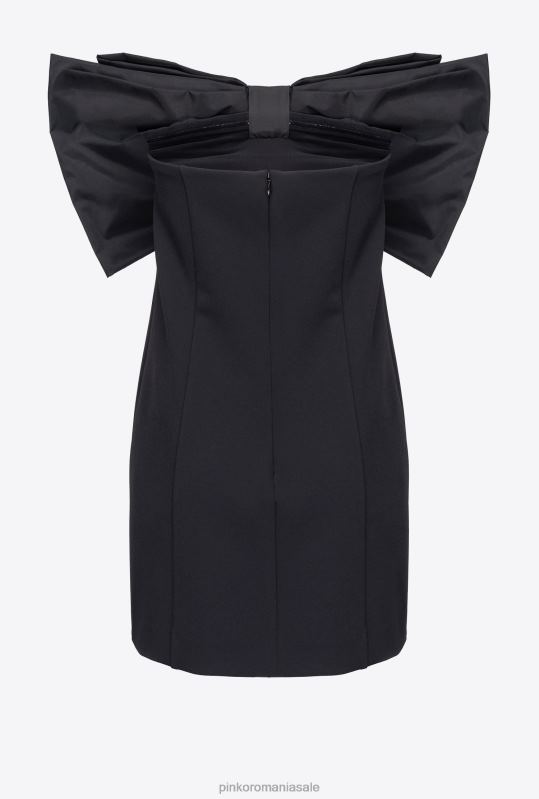 rochii scurte | rochie mini cu fundita maxi in fata Pinko limuzina neagră B0D08180