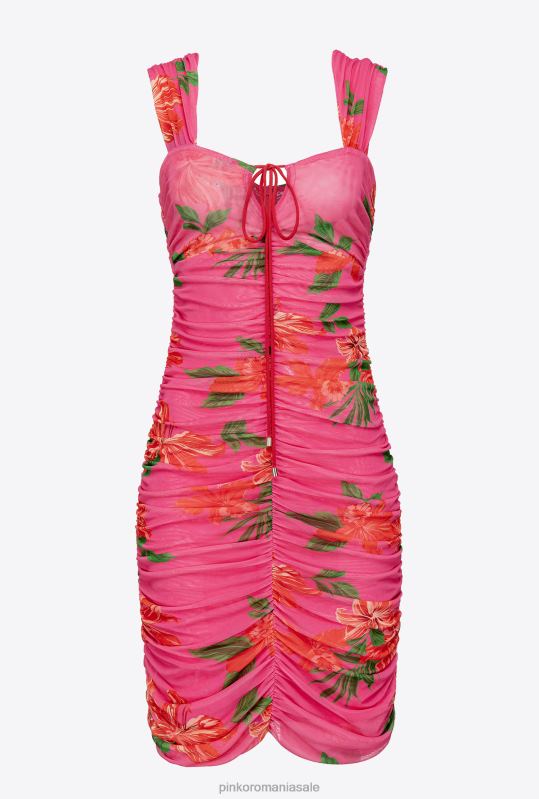 rochii scurte | rochie mini cu imprimeu floral Pinko multi fucsia/rosu B0D08143