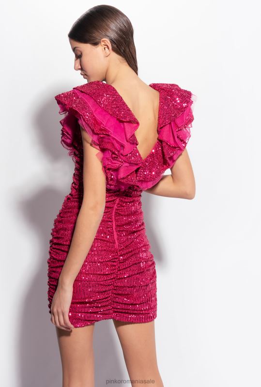 rochii scurte | rochie mini cu paiete complet Pinko fucsia/gri B0D08172
