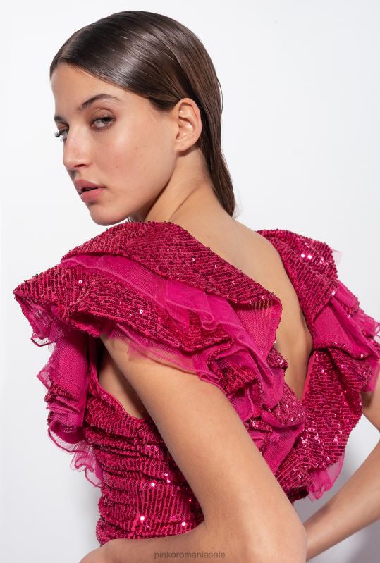 rochii scurte | rochie mini cu paiete complet Pinko fucsia/gri B0D08172
