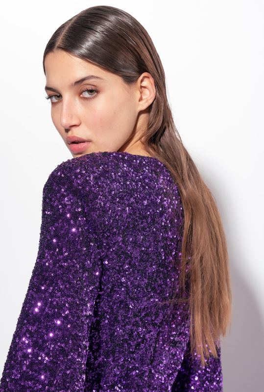 rochii scurte | rochie mini cu paiete complet cu crossover Pinko violet prismă B0D08168