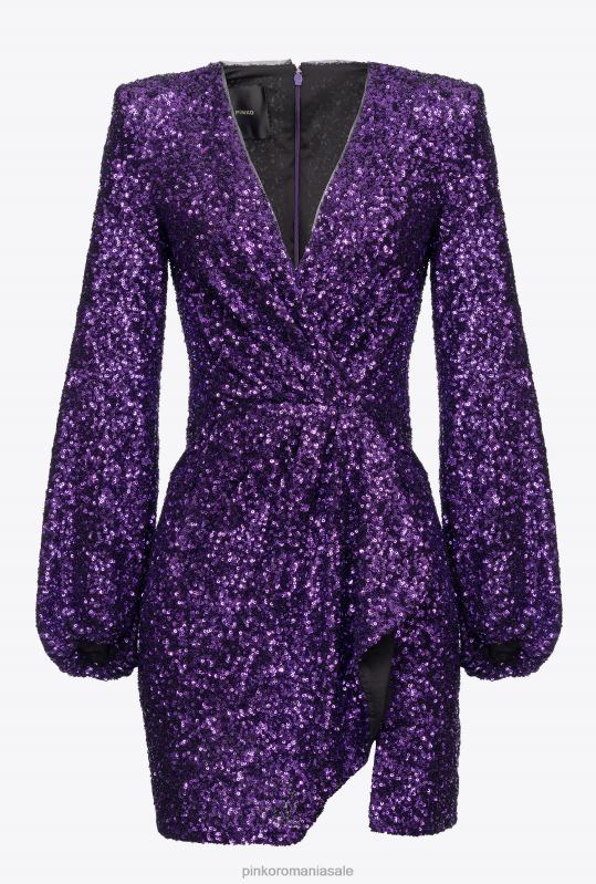 rochii scurte | rochie mini cu paiete complet cu crossover Pinko violet prismă B0D08168